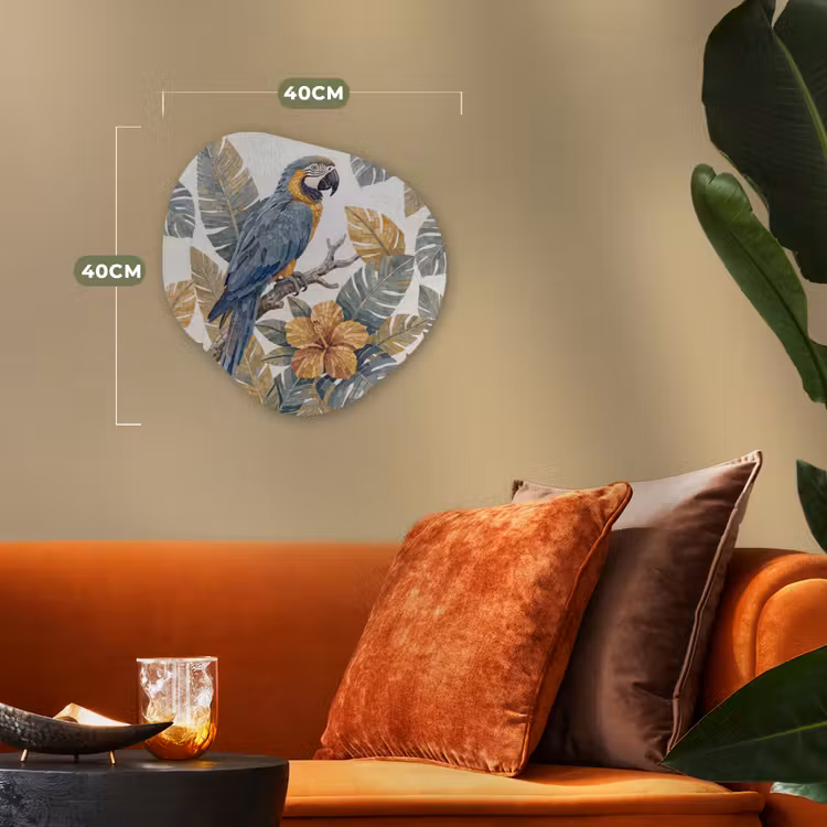 Organisch schilderij - Forex - Vogel - Tak - Natuur - Mozaïek - Blauw — 4