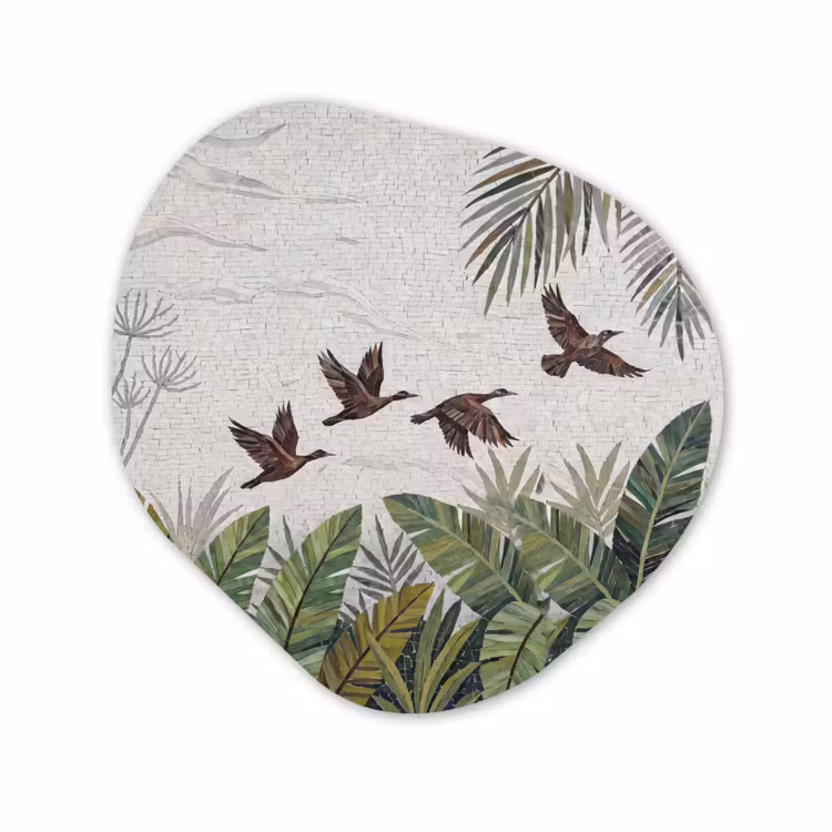 Organisch schilderij - Forex - Vogel - Vliegend - Tropisch - Mozaïek - Groen — 1