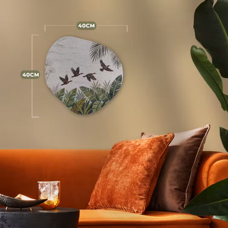 Organisch schilderij - Forex - Vogel - Vliegend - Tropisch - Mozaïek - Groen — 4