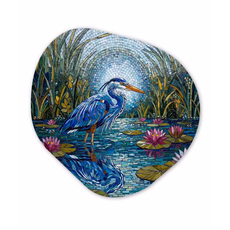 Organisch schilderij - Forex - Vogel - Water - Natuur - Abstract - Blauw — 1