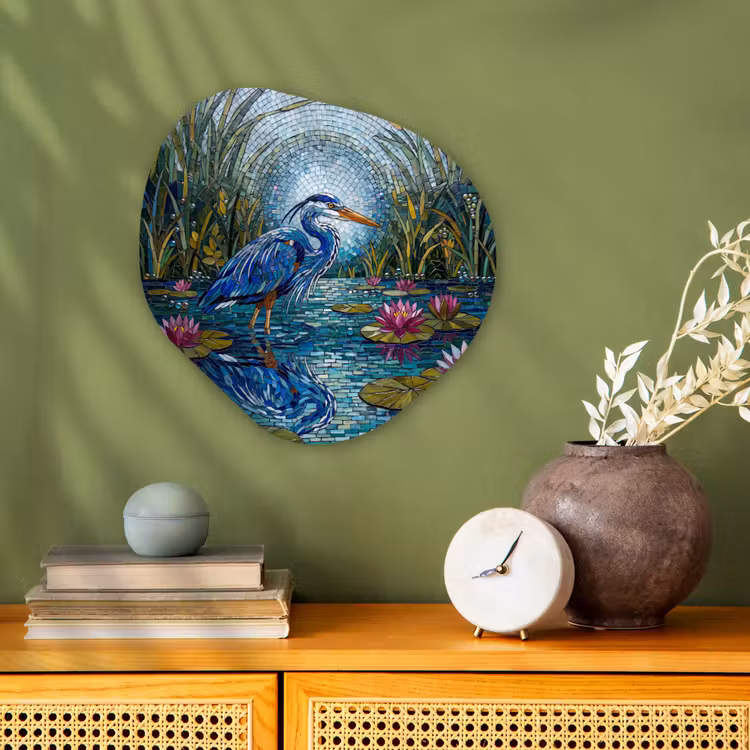 Organisch schilderij - Forex - Vogel - Water - Natuur - Abstract - Blauw — 2
