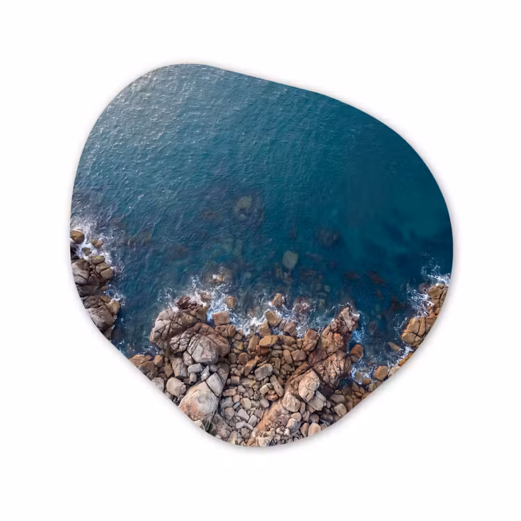 Organisch schilderij - Forex - Zee - Kustlijn - Natuur - Abstract - Blauw — 1