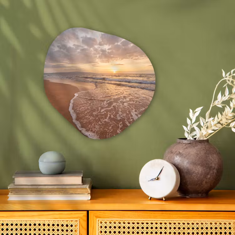 Organisch schilderij - Forex - Zee - Kustlijn - Wolken - Landschap - Oranje — 2