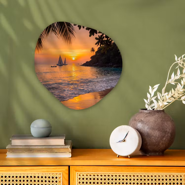 Organisch schilderij - Forex - Zee - Zonsondergang - Boot - Natuur - Oranje — 2