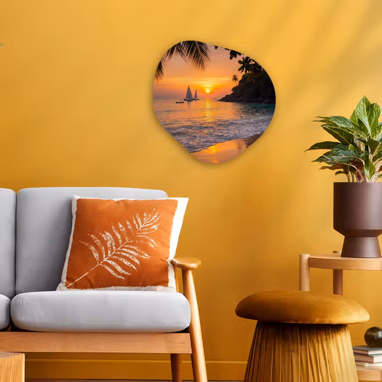 Organisch schilderij - Forex - Zee - Zonsondergang - Boot - Natuur - Oranje — 3