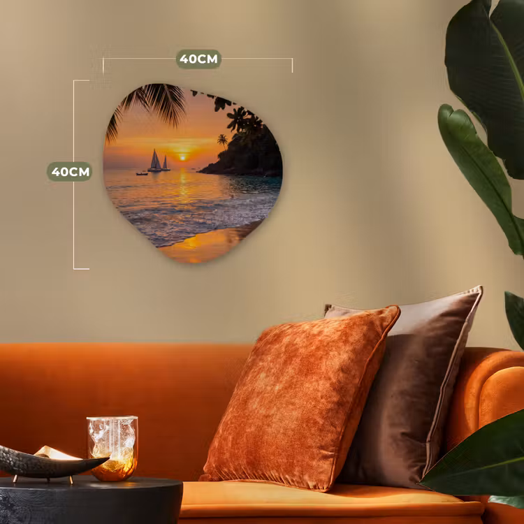 Organisch schilderij - Forex - Zee - Zonsondergang - Boot - Natuur - Oranje — 4