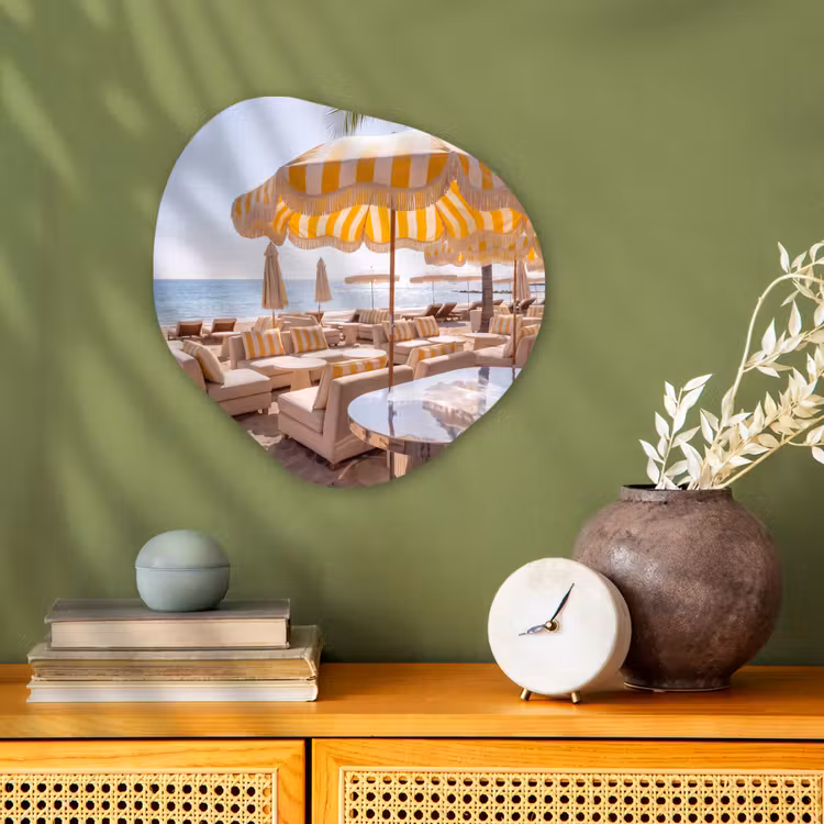 Organisch schilderij - Forex - Strand - Ligbedden - Vakantie - Modern - Geel — 2