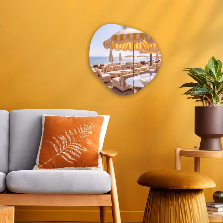 Organisch schilderij - Forex - Strand - Ligbedden - Vakantie - Modern - Geel — 3
