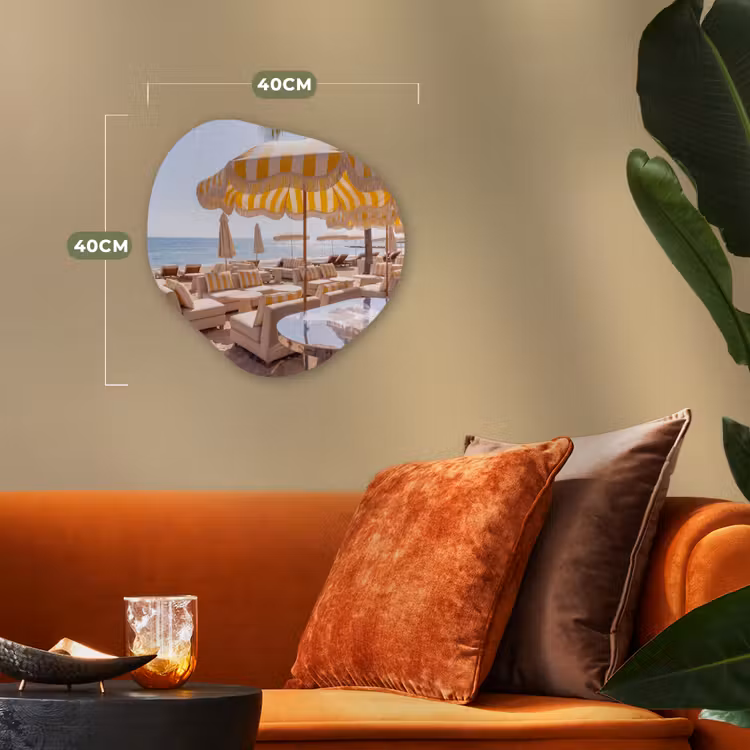 Organisch schilderij - Forex - Strand - Ligbedden - Vakantie - Modern - Geel — 4