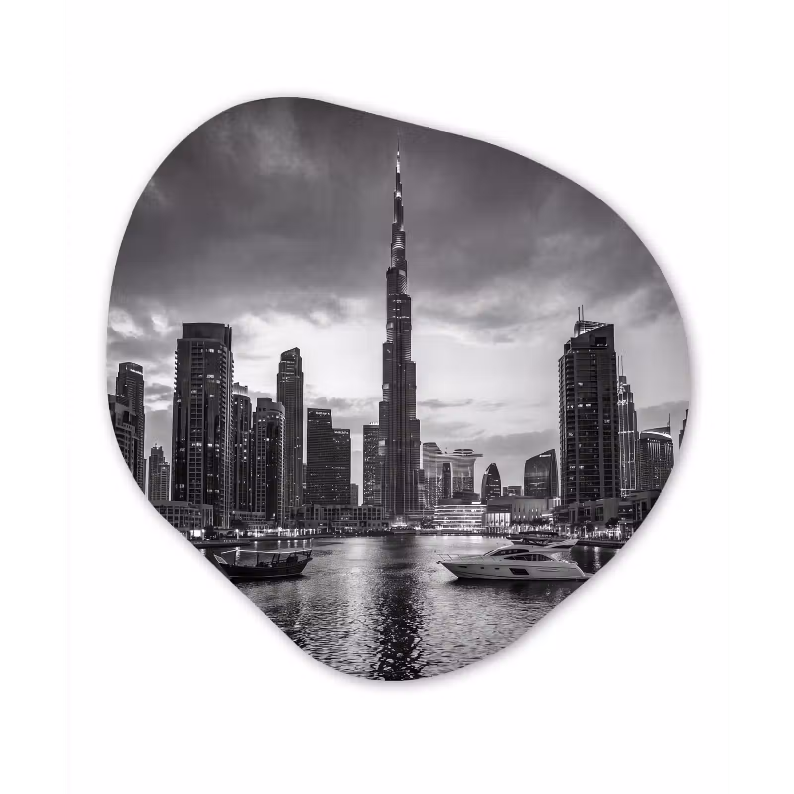 Organisch schilderij - Forex - Stad - Skyline - Architectuur - Avond - Zwart-wit — 1