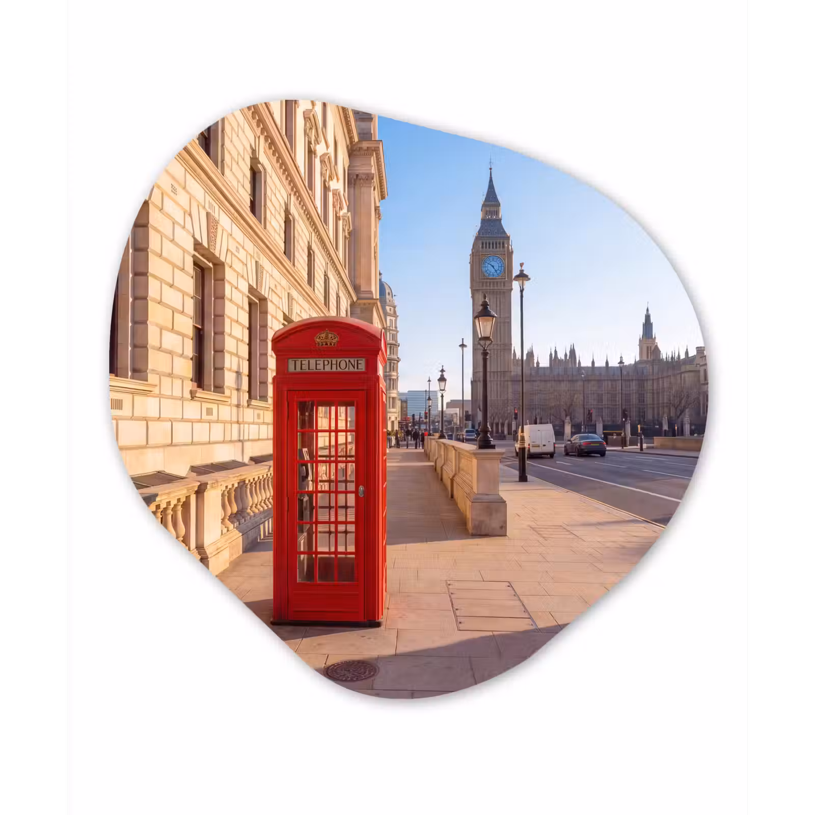 Organisch schilderij - Forex - Telefooncel - Rood - Londen - Stad - Architectuur — 1