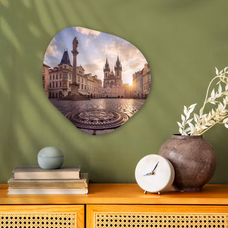 Organisch schilderij - Forex - Stad - Praag - Ochtend - Architectuur - Goud — 2