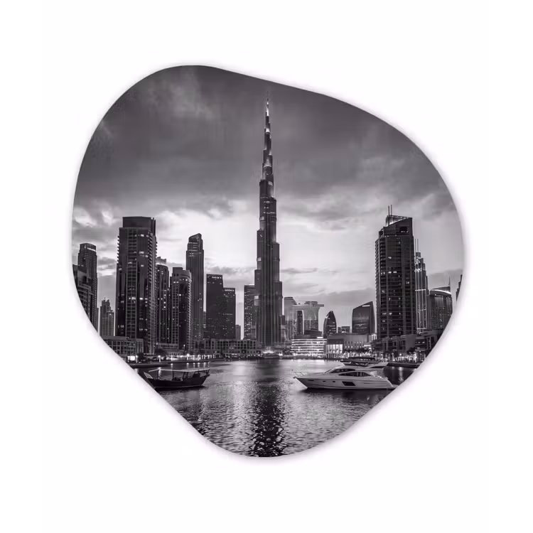 Organisch schilderij - Forex - Stad - Skyline - Architectuur - Avond - Zwart-wit — 1