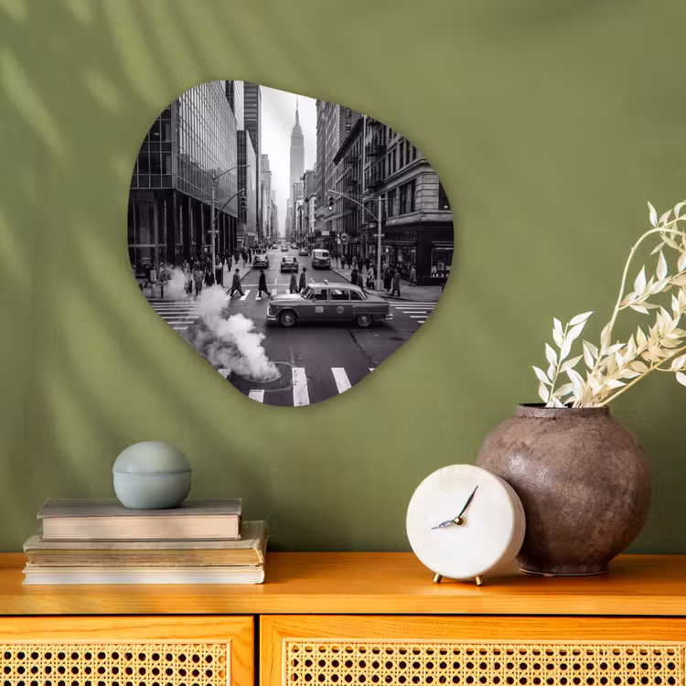 Organisch schilderij - Forex - Stad - Straat - Gebouwen - Verkeer - Zwart-wit — 2