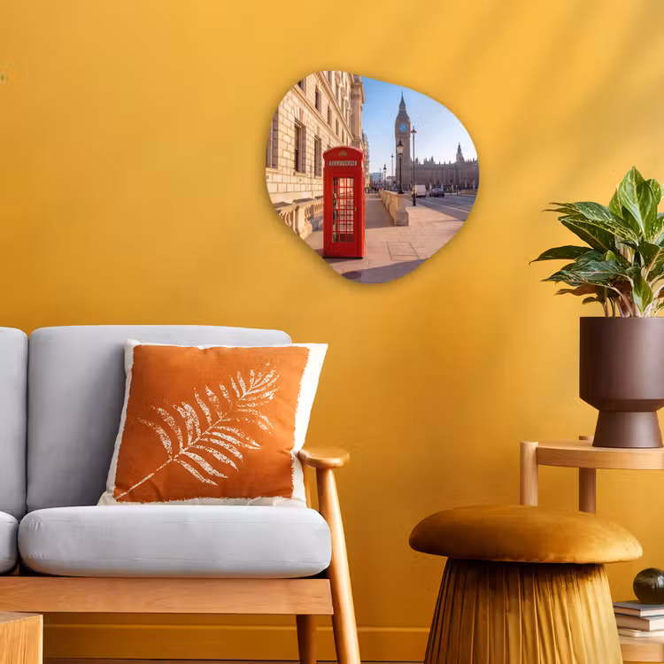 Organisch schilderij - Forex - Telefooncel - Rood - Londen - Stad - Architectuur — 3