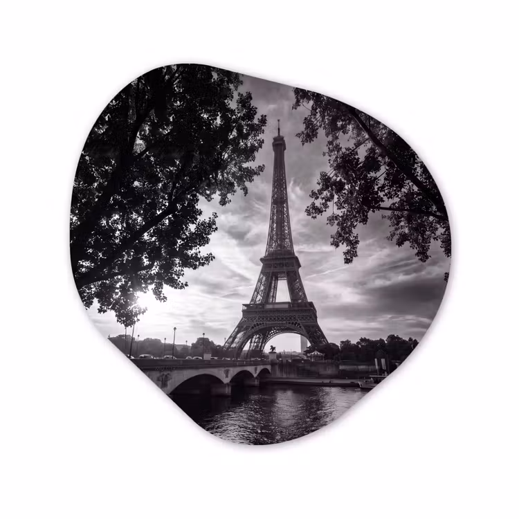 Organische vorm aluminium - Eiffeltoren - Parijs - Rivier - Architectuur - Zwart-wit — 1