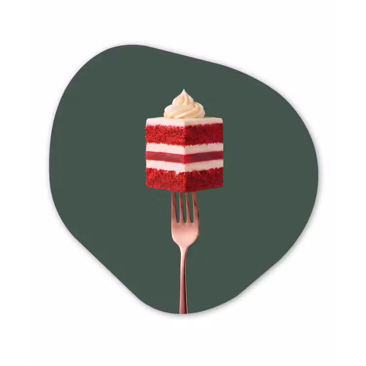 Organisch schilderij - Glas - Cake - Vork - Rood — 1