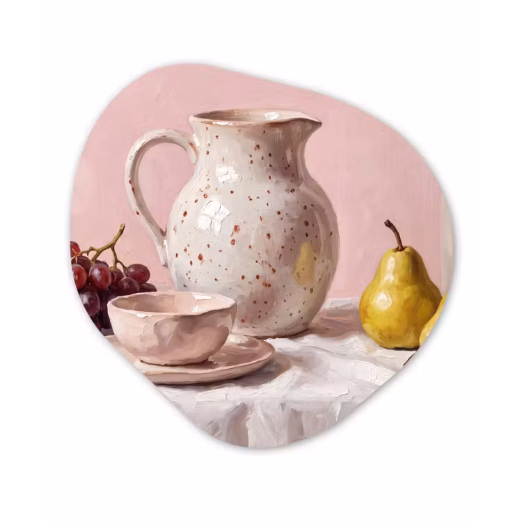 Organisch schilderij - Glas - Stilleven - Fruit - Roze — 1