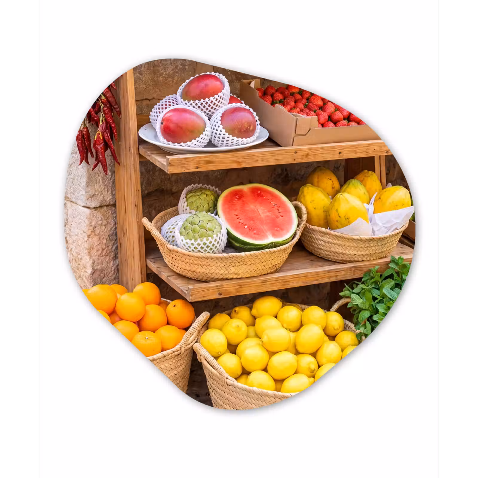 Organische vorm aluminium - Fruit - Markt - Vers — 1