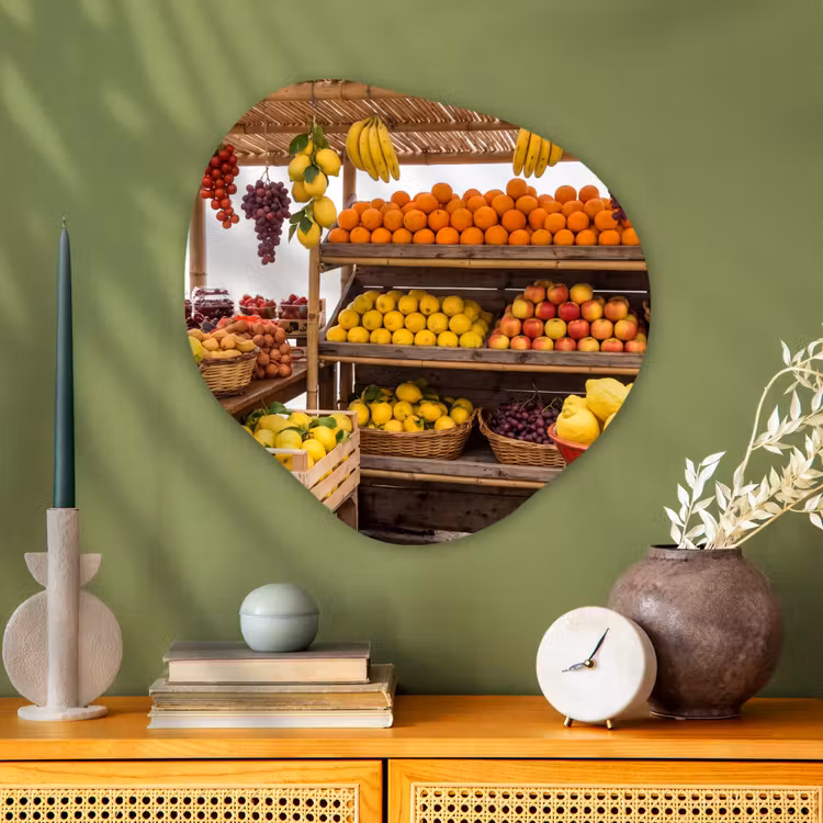 Organisch schilderij - Glas - Marktkraam - Fruit - Vers — 2