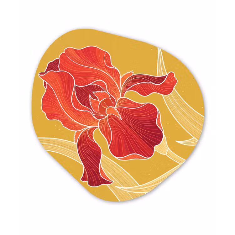 Organisch schilderij - Glas - Bloemen - Illustratie - Rood — 1