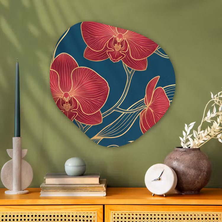 Organische vorm aluminium - Bloemen - Rood - Goud — 2