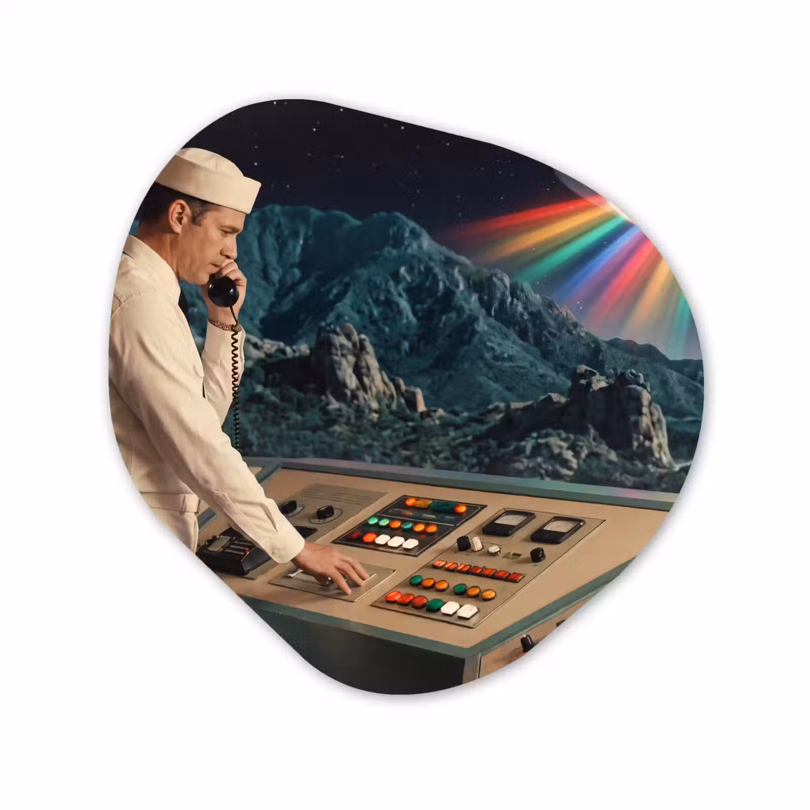 Organisch schilderij - Glas - Man - Controlekamer - Strand — 1