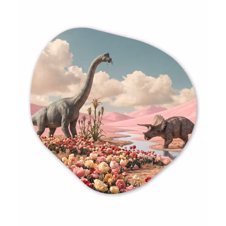 Organische vorm aluminium - Dinosaurus - Roze - Landschap — 1