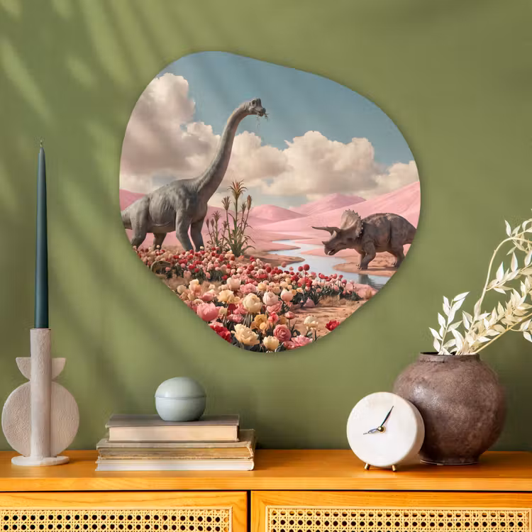 Organische vorm aluminium - Dinosaurus - Roze - Landschap — 2