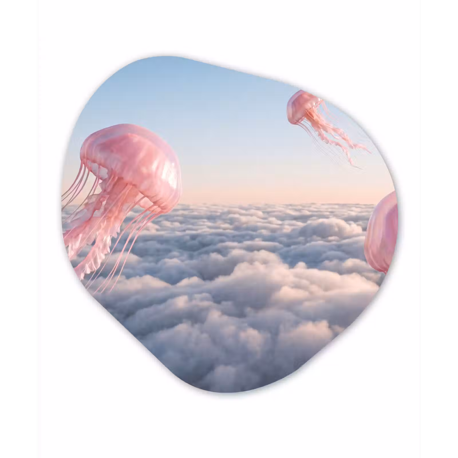 Organisch schilderij - Forex - Roze dier - Wolken — 1