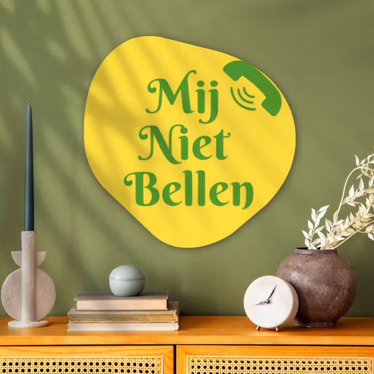 Organisch schilderij - Glas - Mij niet bellen - Telefoon - Geel — 2