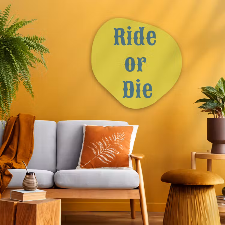 Organisch schilderij - Glas - Ride or die - Geel - Blauw — 3
