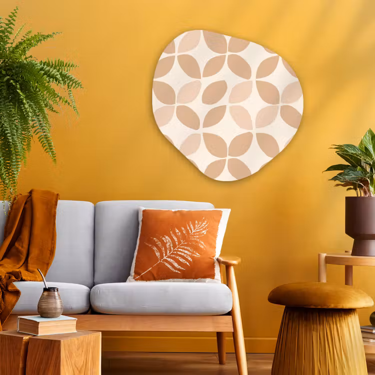 Organisch schilderij - Glas - Beige - Bladeren - Minimalistisch - Patroon — 3