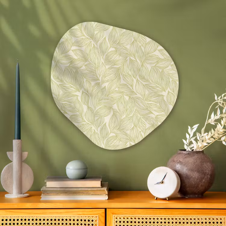 Organisch schilderij - Glas - Saliegroen - Botanisch - Bladeren - Handgetekend - Patroon — 2