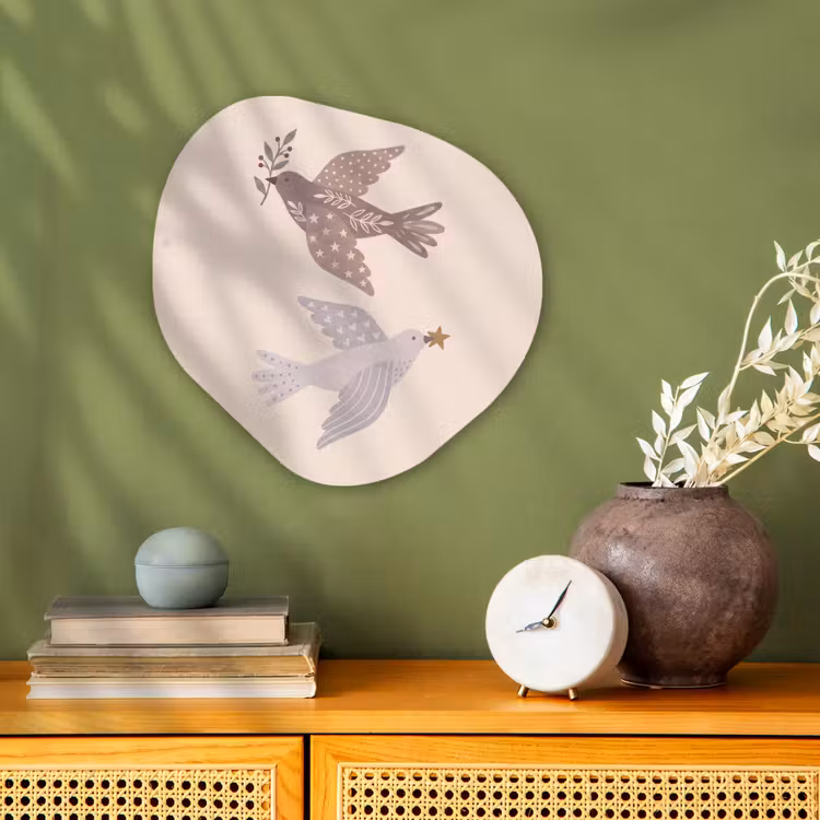Organisch schilderij - Forex - Vogel - Bessen - Natuur - Modern - Beige — 2