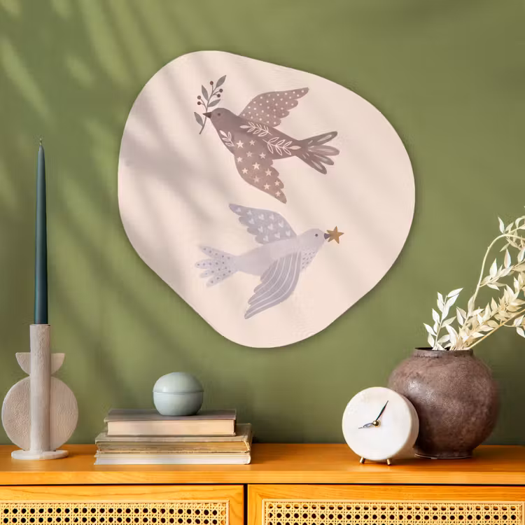 Organisch schilderij - Glas - Vogel - Bessen - Natuur - Modern - Beige — 2