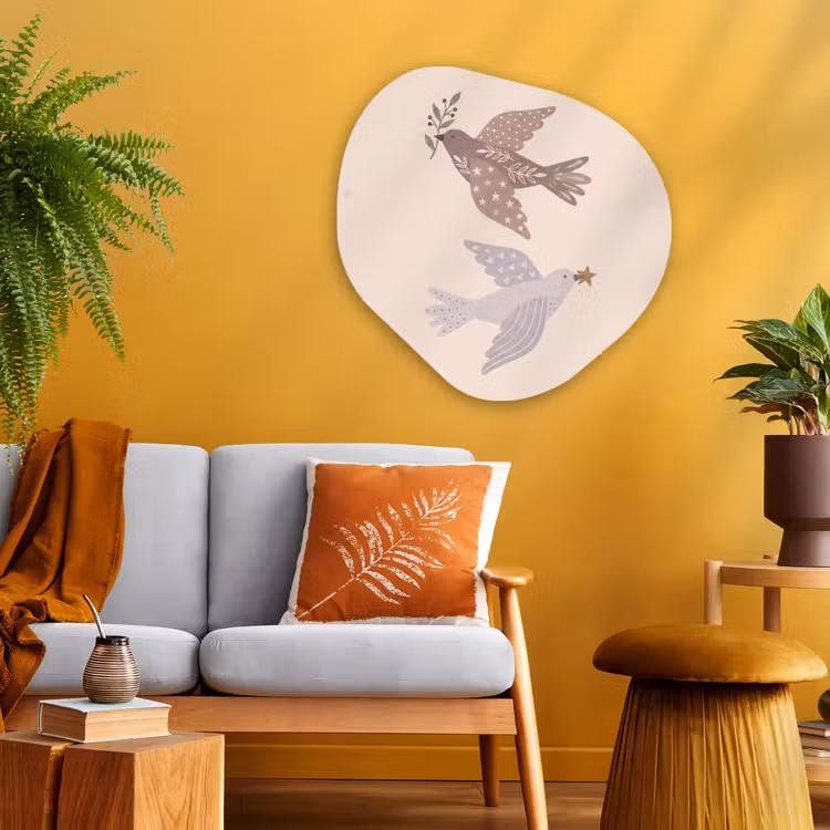 Organisch schilderij - Glas - Vogel - Bessen - Natuur - Modern - Beige — 3