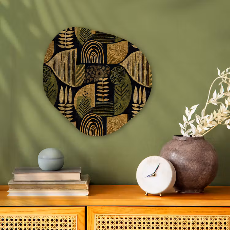 Organisch schilderij - Forex - Zwart - Okergeel - Botanisch - Textuur — 2