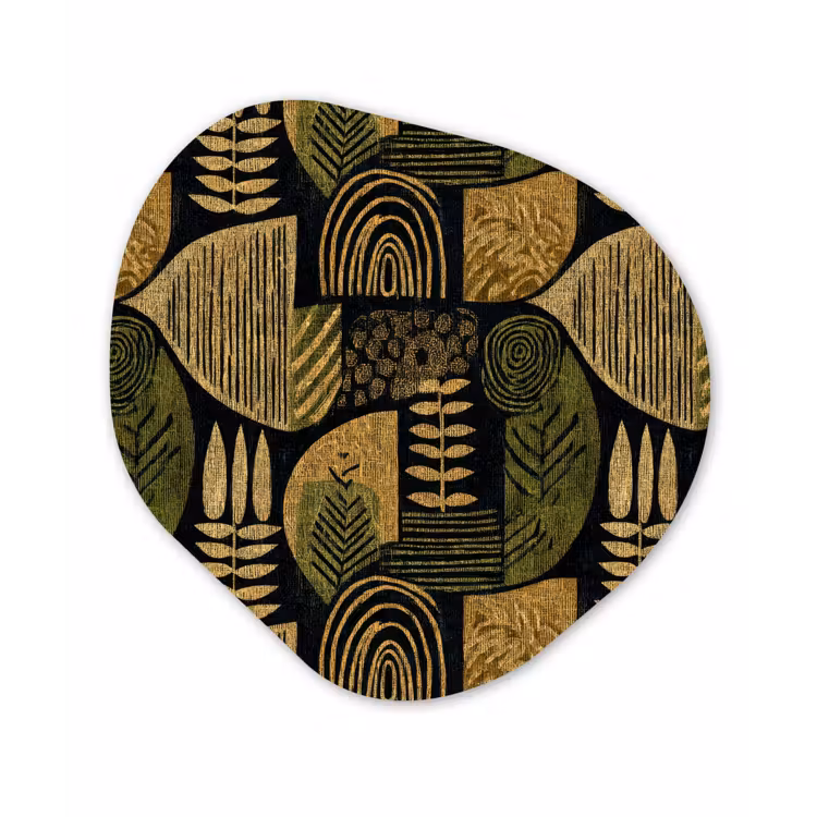 Organisch schilderij - Glas - Zwart - Okergeel - Botanisch - Textuur — 1