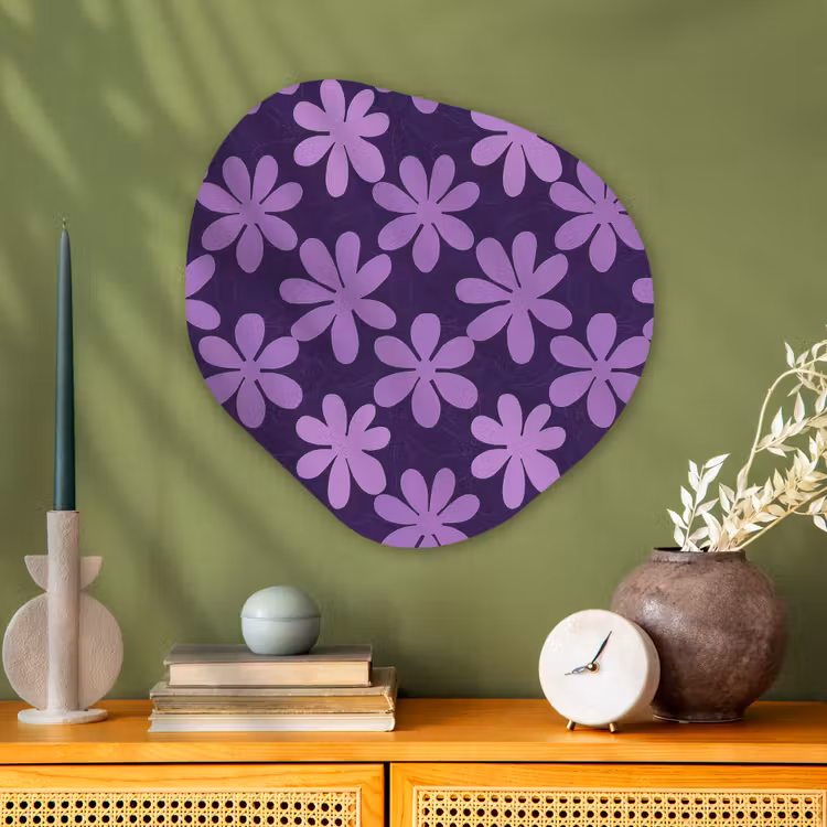 Organisch schilderij - Glas - Paars - Botanisch - Bloemen - Retro - Patroon — 2