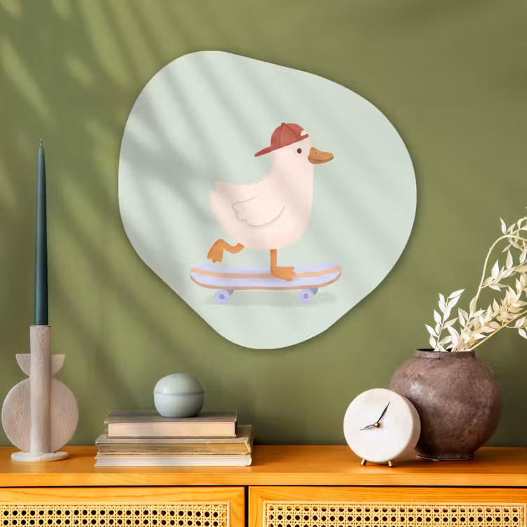 Organisch schilderij - Glas - Vogel - Skateboard - Dieren - Cartoon - Speels — 2