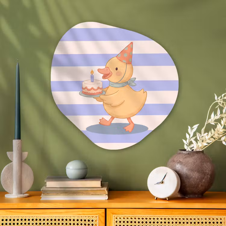 Organisch schilderij - Glas - Vogel - Feest - Taart - Kinder - Illustratie — 2