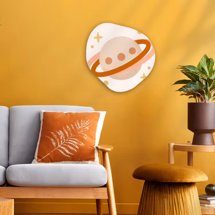 Organisch schilderij - Forex - Planeet - Ringen - Ruimte - Illustratie - Beige — 3