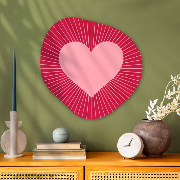 Organisch schilderij - Glas - Hart - Stralen - Liefde - Abstract - Roze — 2
