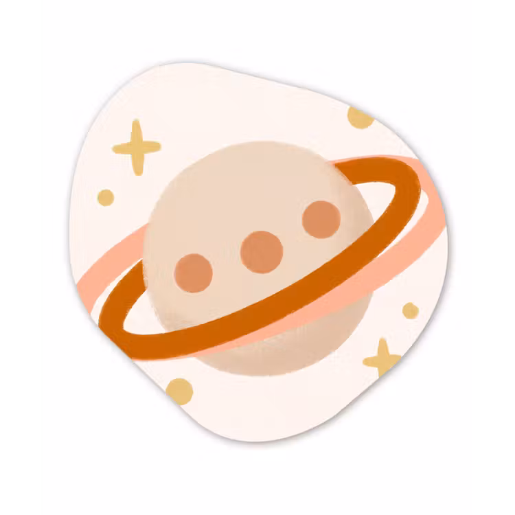 Organisch schilderij - Glas - Planeet - Ringen - Ruimte - Illustratie - Beige — 1