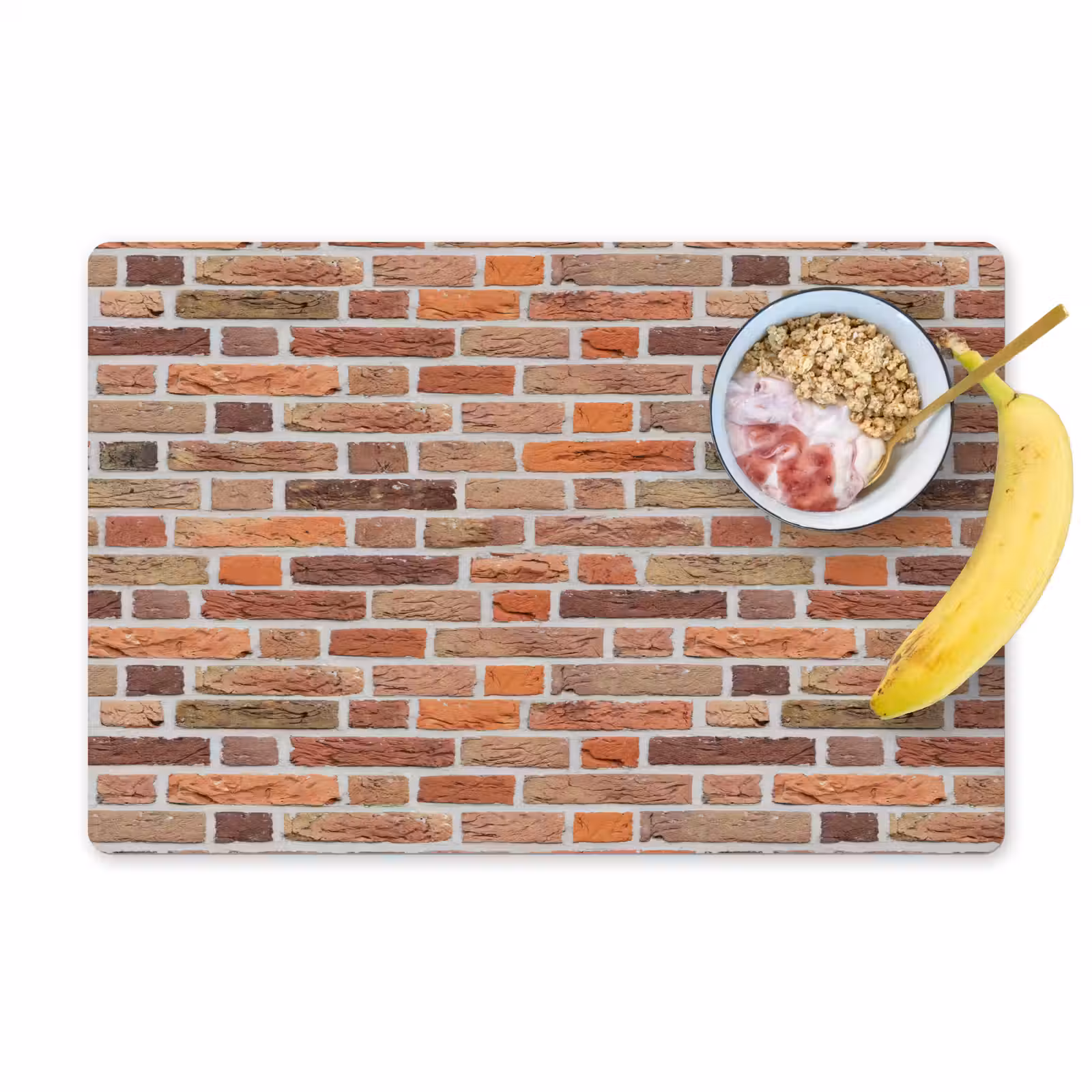 Placemat - 6 stuks - Bakstenen - Aardetinten - Muur - Rustiek — 1