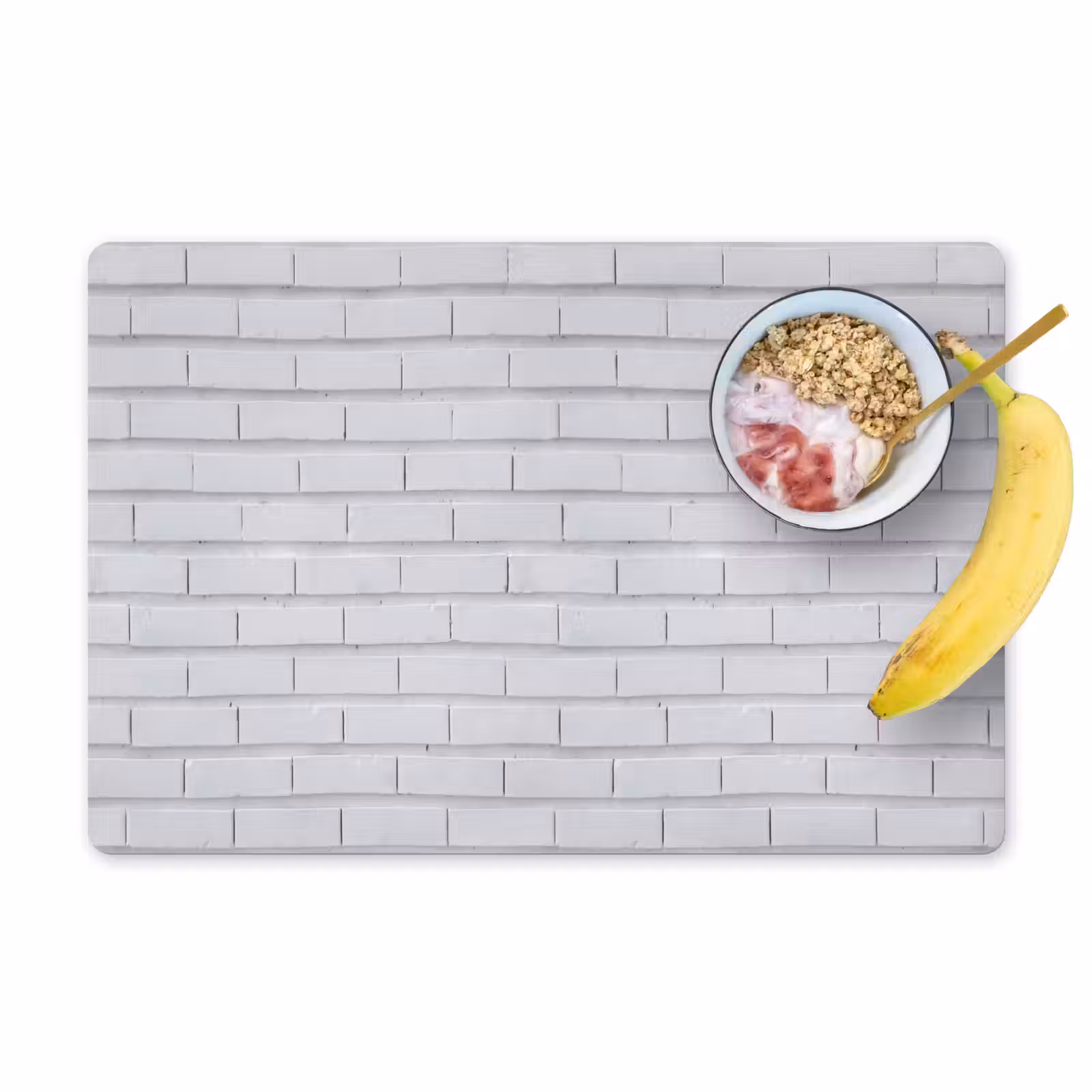 Placemat - 6 stuks - Bakstenen - Geverfd - Wit - Minimalistisch — 1