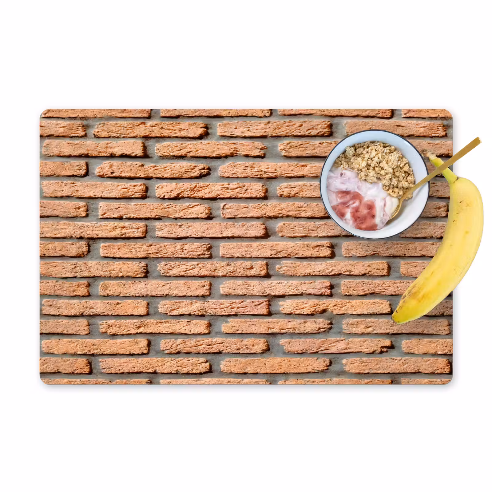 Placemat - 6 stuks - Bakstenen - Rechthoekig - Rood - Muur — 1