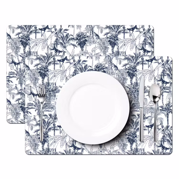 Placemat - 6 stuks - Aap - Jungle - Blauw — 2