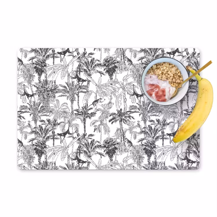 Placemat - 6 stuks - Aap - Oerwoud - Abstract - Grijs — 1